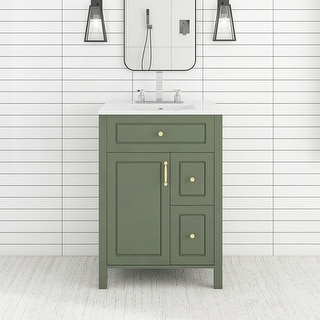 24-Inch Bathroom Vanity with Ceramic Sink - 24" x 18" x 34"