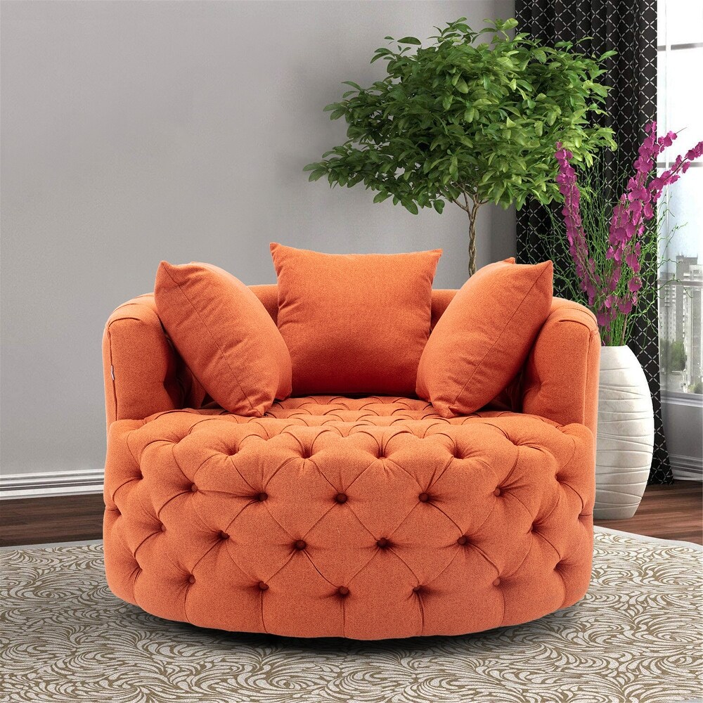 HOMEFUN Modern Orange Boucle Square Bean Bag Accent Chair with