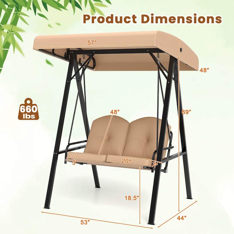Costway 2-Person Outdoor Porch Swing Swing Loveseat with A-Shaped - See Details