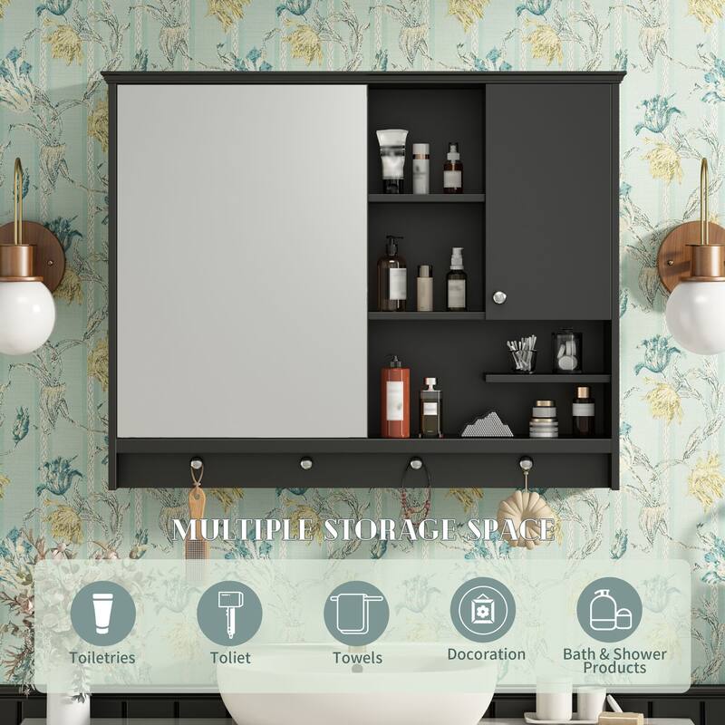 36 Inch Wall Mounted Medicine Cabinet, Bathroom Storage Cabinet with Mirror Door and Adjustabl Shelf