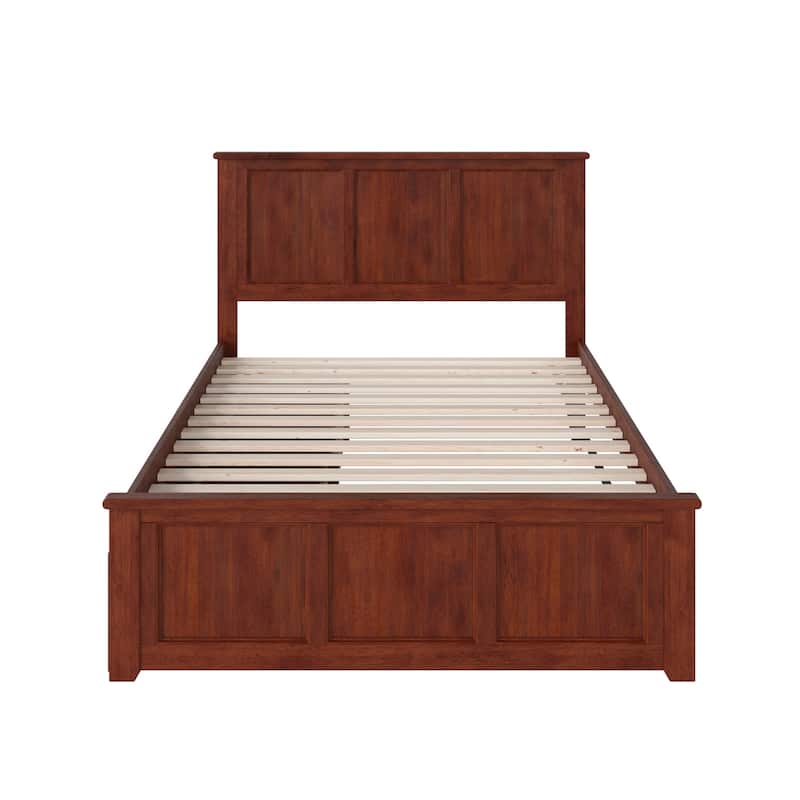 Platform Bed with Footboard & 2 Drawers - Storage Bed Frame - Slatted Support