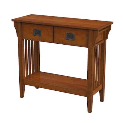 Larina 36 in. W Rectangular Wood 2-Drawer Console Table with Lower Open Shelf