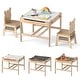 preview thumbnail 1 of 4, Kids Table and Chairs Children Wooden Activity Set with Double-Sided Gray&Natural