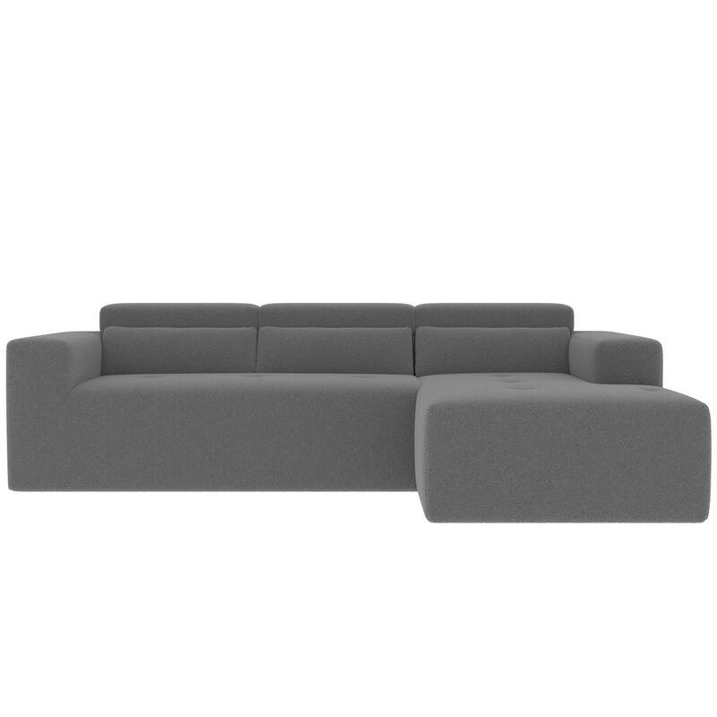 L Shaped Modular Sectional Cloud Sofa with Chaise, Teddy Fabric 3 Seat Corner Sofa, Upholstered Couch with Pillows