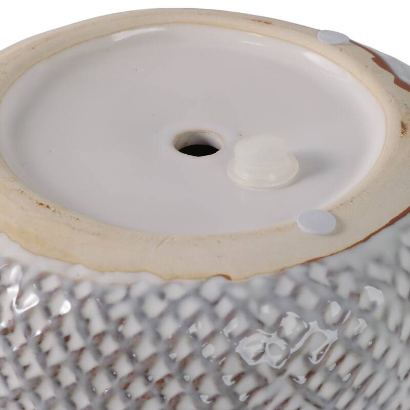 Stoneware Planter with Sculpted Leaf Accents and Textured Detailing