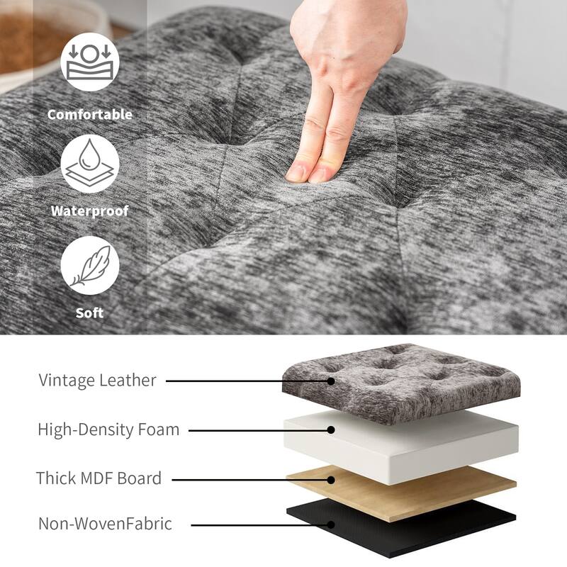 Adeco High End, Classy, Tufted Storage Bench, Ottoman Footstool