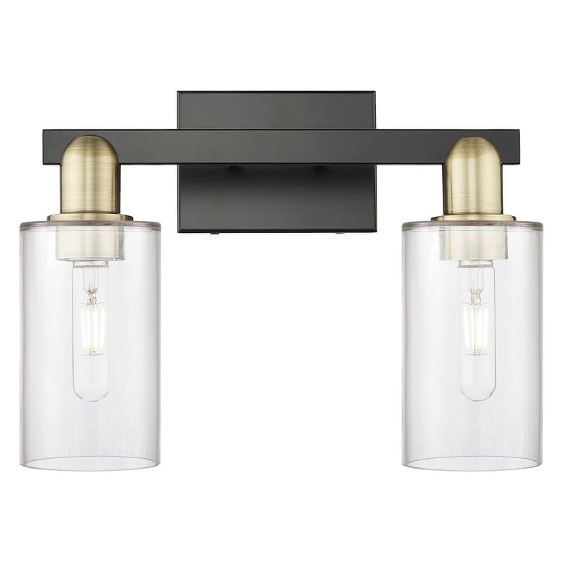 Innovations Lighting 716-2W-11-15 Clymer Vanity Clymer 2 Light 15" - Black Antique Brass / Clear