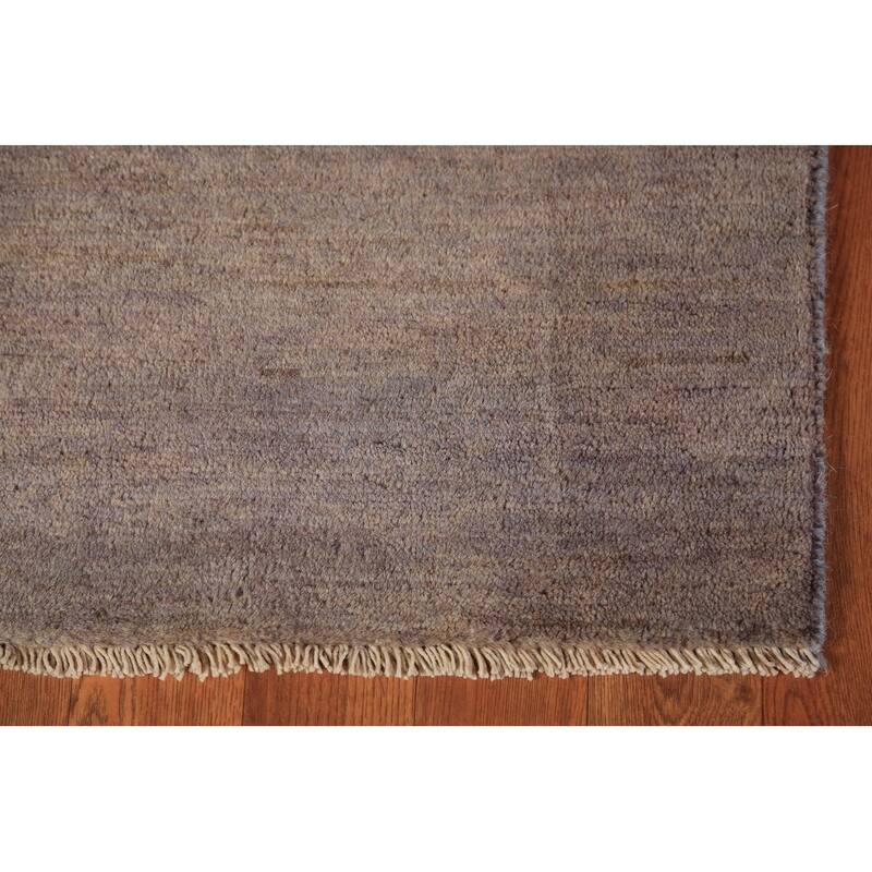 Gabbeh Modern Rug Handmade Solid Grey Wool Carpet - 4'1" x 5'10"