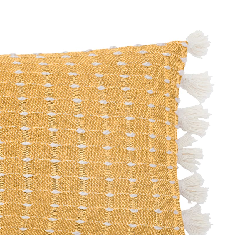 Riley Hand-Loomed Texture and Fringe Cotton Decorative Throw Pillow