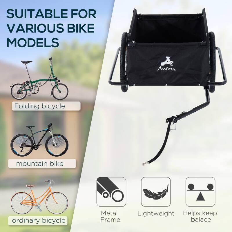 Aosom Bike Cargo Trailer with Removable Cover, Outdoor Hitch Wagon Bicycle Trailer with Two 20in Wheels, Red