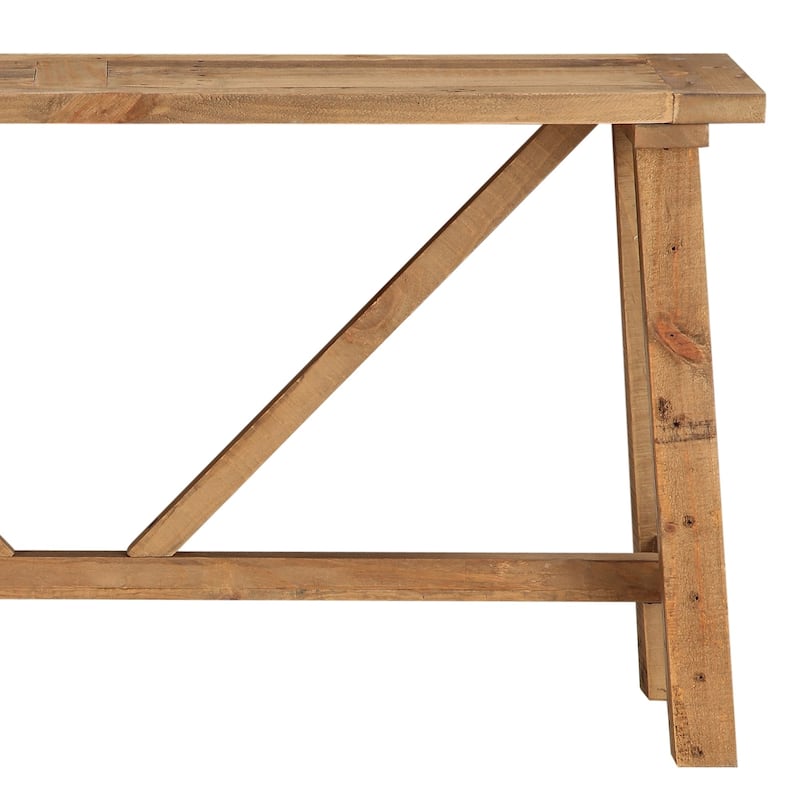 Pine Console table with Trestle Reinforced Sawhorse Base, Brown