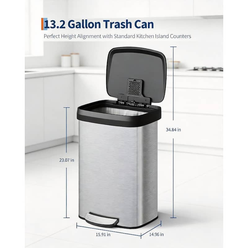 Metal Step-on Trash Can, with Lid