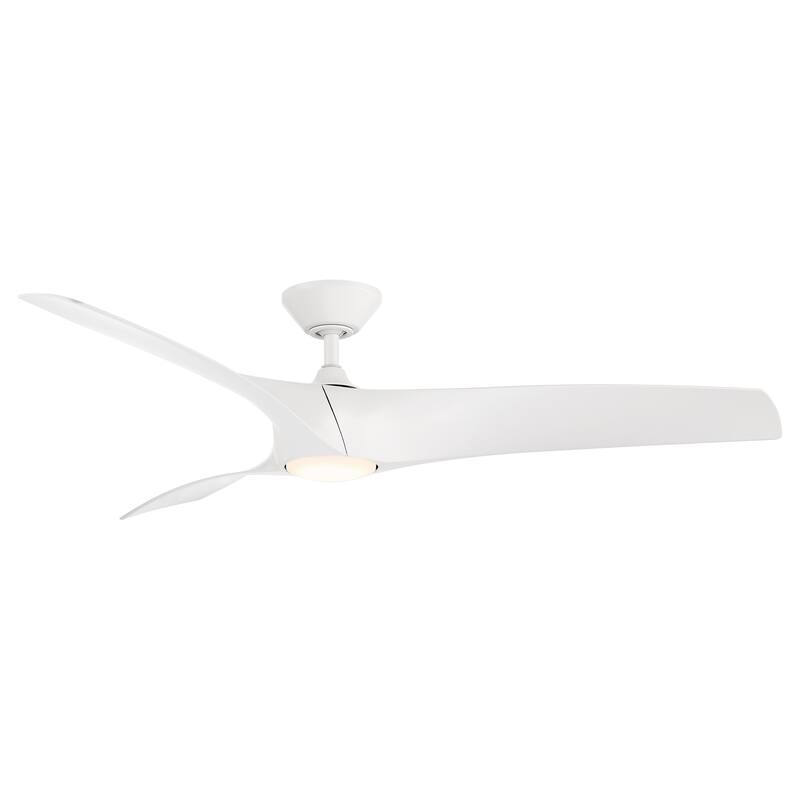 Zephyr Indoor and Outdoor 3-Blade Smart Ceiling Fan 62in with 3000K LED Light Kit and Remote Control with Wall Cradle