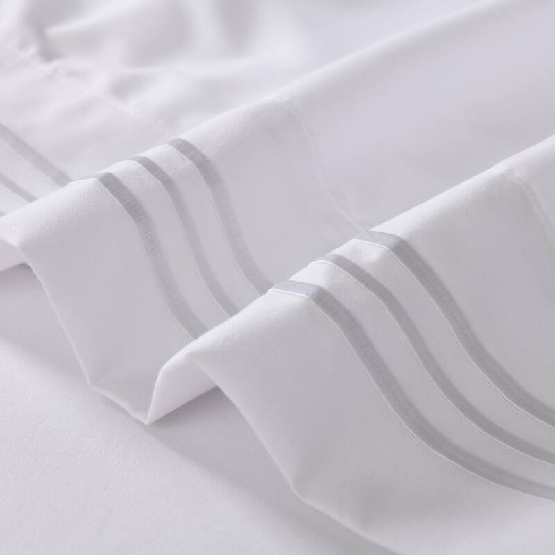 4/6 Pcs Soft Solid & Embroidery Bed Sheets Set