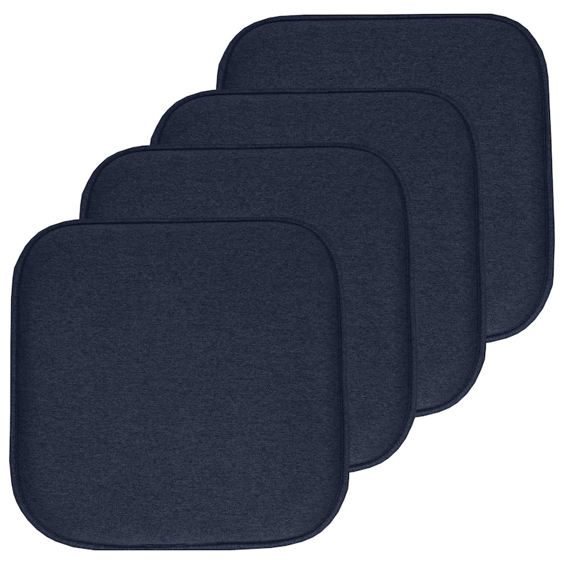 Charlotte Jacquard Cover Memory Foam Chair Pads - Navy - Set of 4