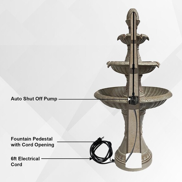 XBrand 47 in H Freestanding Garden 3-Tiered Outdoor Waterfall