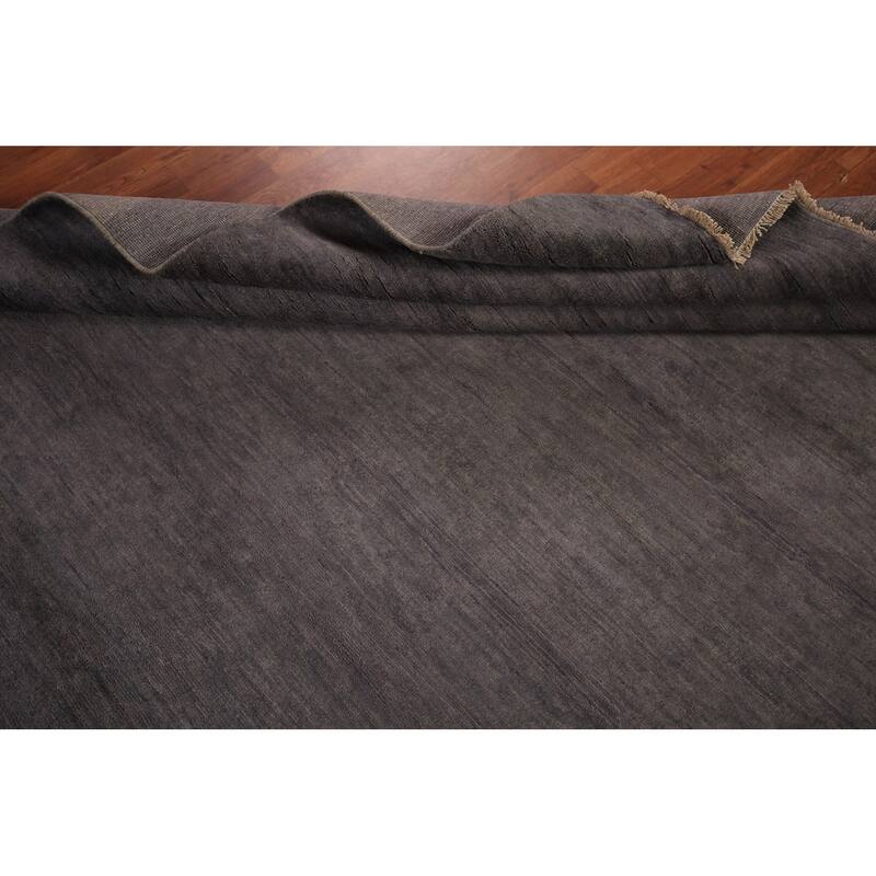 Gray Modern Gabbeh Oriental Area Rug Hand-Knotted Wool Carpet - 6'10" x 9'6"