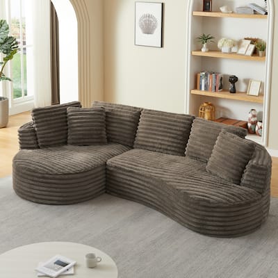 Modern Curved L-Shape Luxury Sectional Oversized Sofa: Minimalist Design, Comfy Sleeper Couch