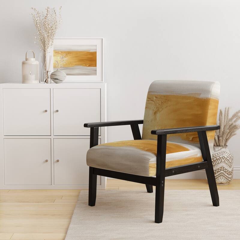 Designart "From the Shore" Upholstered Beach Accent Chair - Nautical & Coastal Arm Chair For Bedroom - Arm Chair - Gold