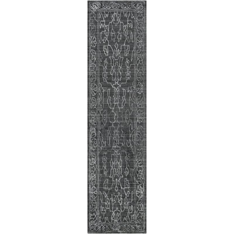 Surya Dove Hand-loomed Viscose Area Rug - 2'6" x 10' Runner - Charcoal