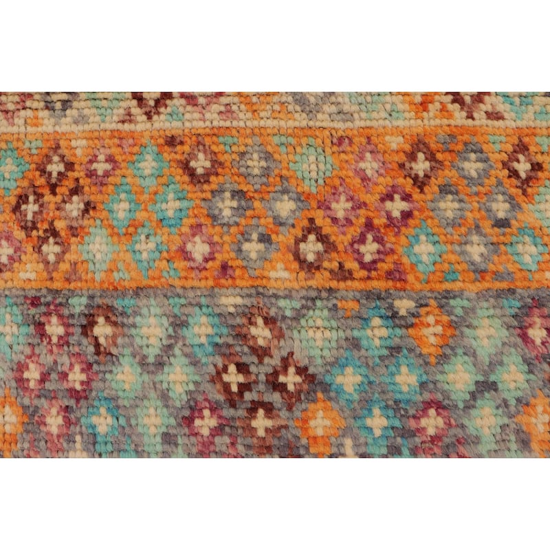 Eclectic Balochi Mejia Blue/Maroon Hand Knotted Wool Rug - 3'6'' x 5'2''