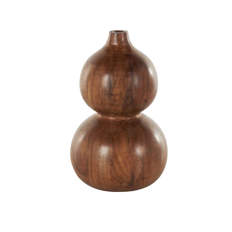 Brown Wood Bubble Decorative Vase with Natural Wood Grains