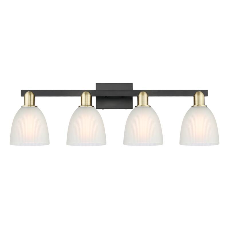 Innovations Lighting Endless Possibilities Arcadia - Castile - 4 Light 33" Bath Vanity Light - Black Antique Brass/White