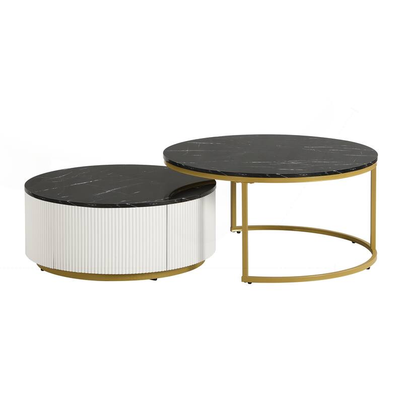 Sophisticated Nesting Coffee Table with Drawer