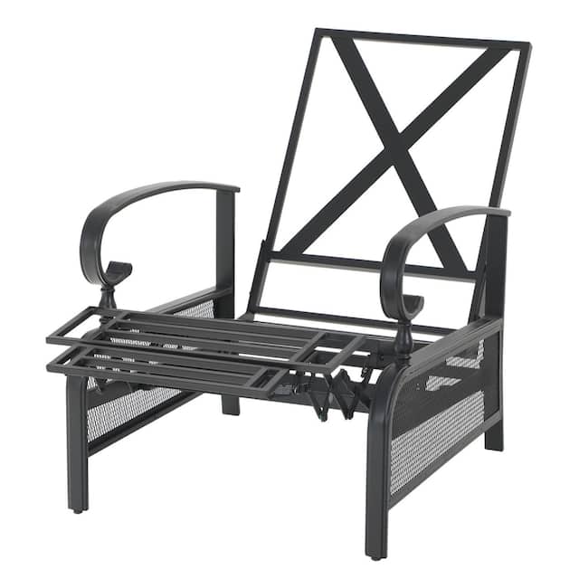 Outdoor Adjustable Cushioned Metal Patio Recliner Lounge Chair