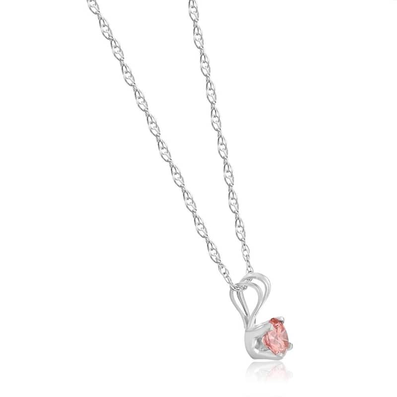 1/5 Ct Pink Diamond Lab Grown Solitaire Pendant White Gold 18" Necklace