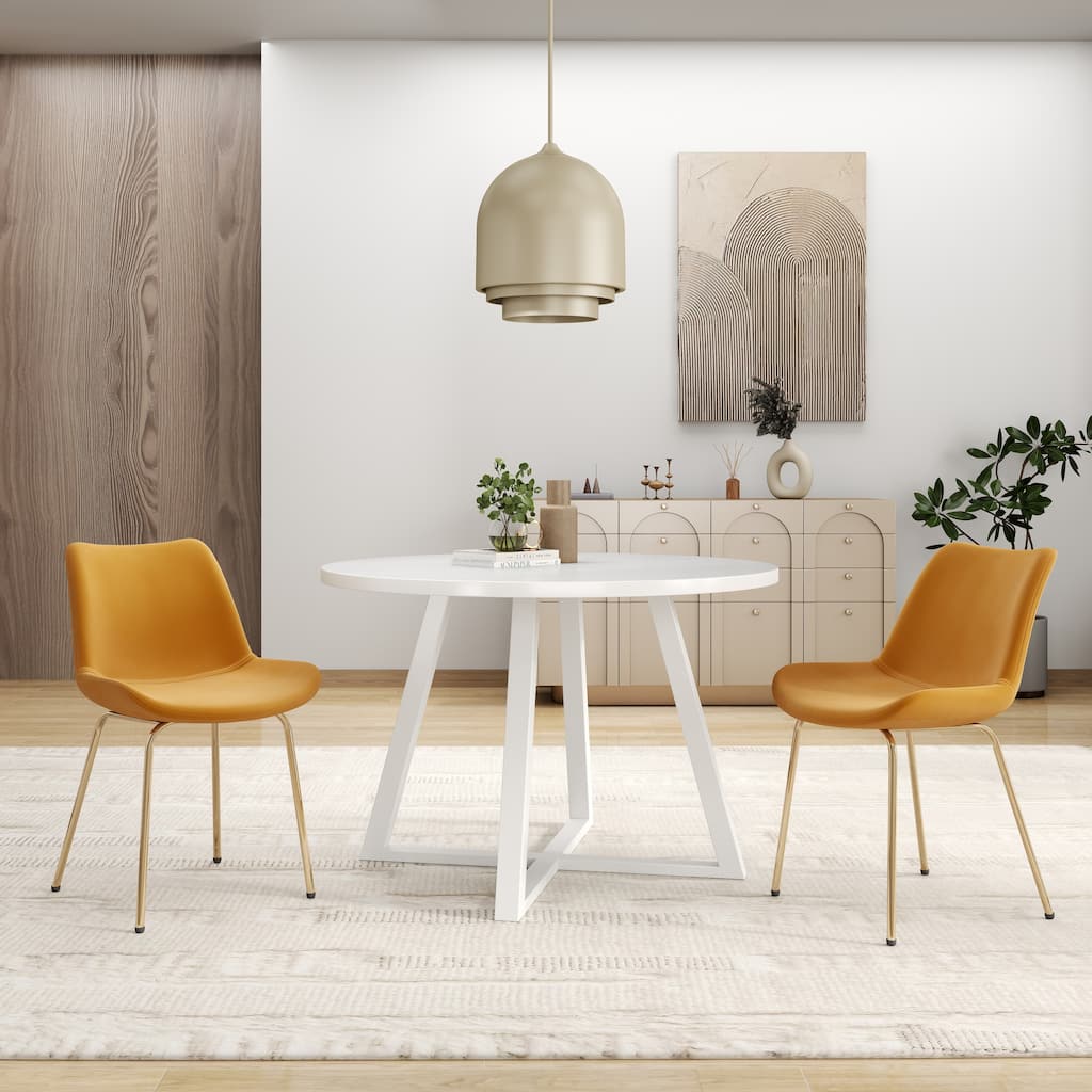 3-Piece Round Dining Set,Trestle Dining Table with 2 Side Chairs for Breakfast Nook,Kitchen,Living Room