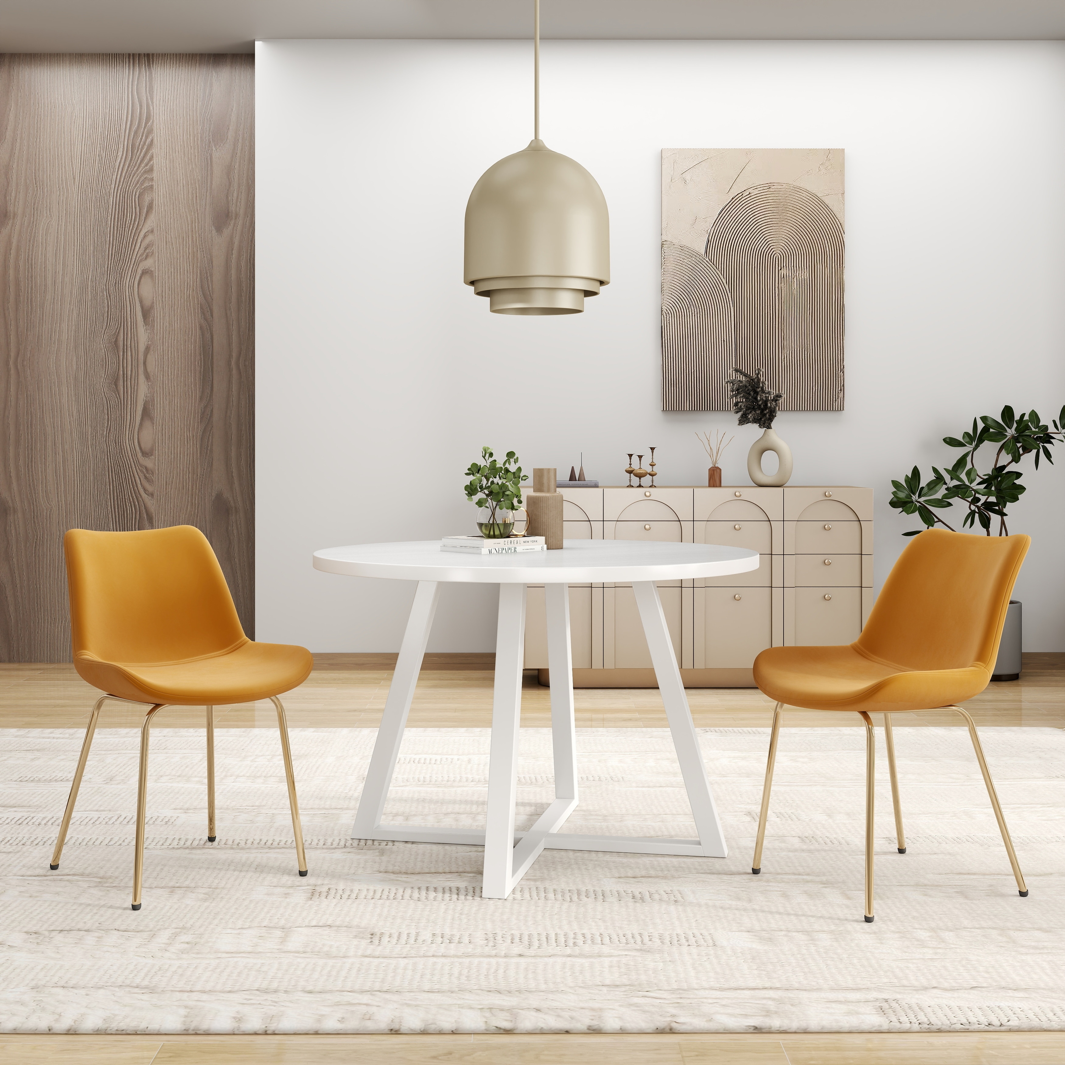 3-Piece Round Dining Set,Trestle Dining Table with 2 Side Chairs for Breakfast Nook,Kitchen,Living Room