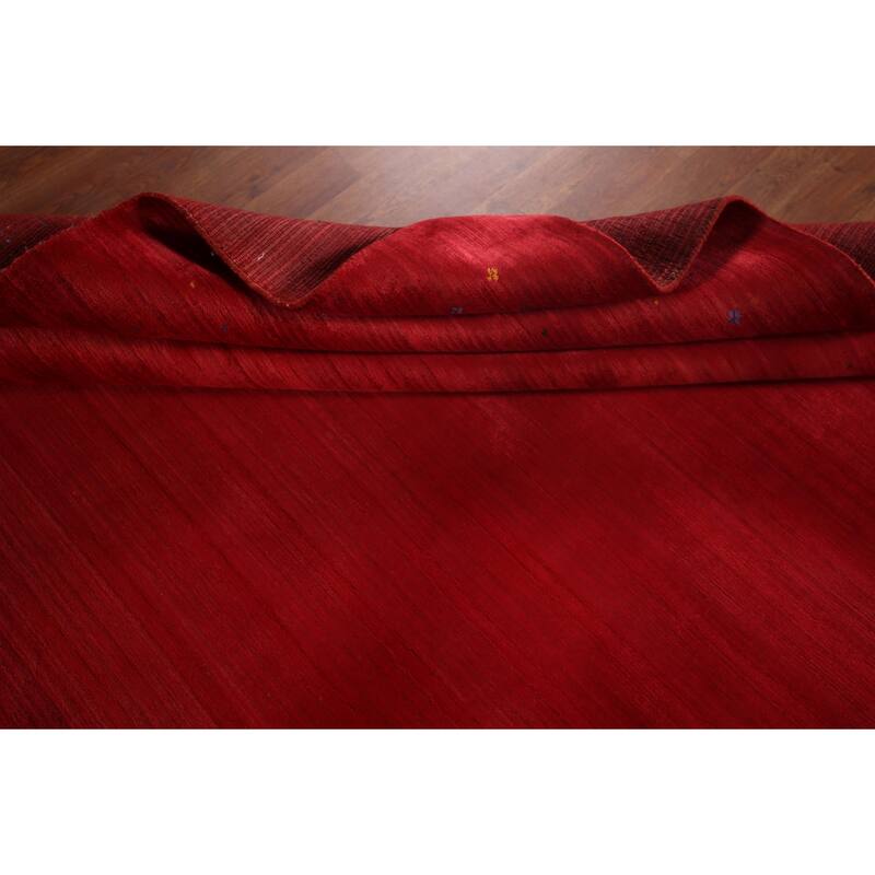 Tribal Red Gabbeh Indian Area Rug Handmade Silk Carpet - 7'10"x 9'8"