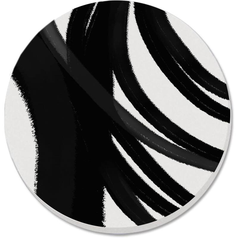 Swipes 4 Pack Round Absorbent Stone Coaster with Protective Cork Backing Made in The USA 4" Black & White, Wipes Clean - Multi