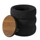 preview thumbnail 23 of 26, Adeco 16" Round Upholstered Storage Ottoman with Wood Lid