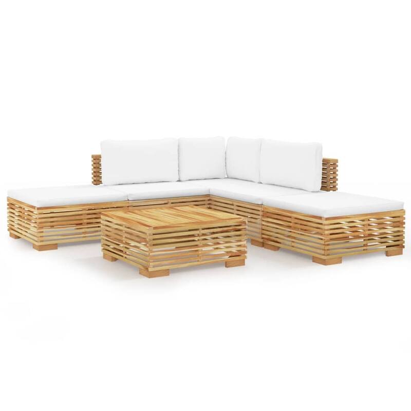 vidaXL 3 Piece Patio Lounge Set with Cushions Solid Wood Teak - 27.4" x 27.4" x 23.6"