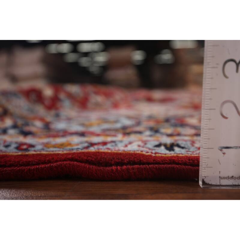Red Traditional Kashan Turkish Area Rug Machine Made Oriental Carpet - 9'9" x 12'10"