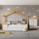 preview thumbnail 1 of 5, White Wood Frame Full House Bed with Storage and Headboard 77.80" x 56.70" - White