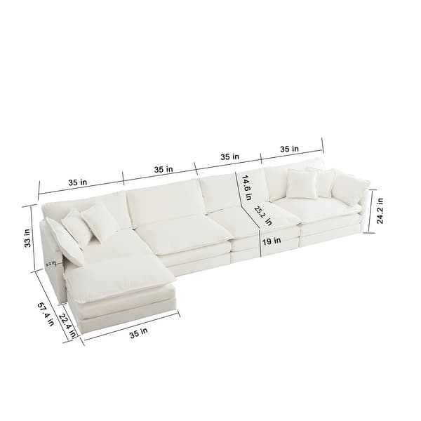 dimension image slide 1 of 23, Cloud Chenille Upholstered Modular Sectional Sofa with DIY Combination Design