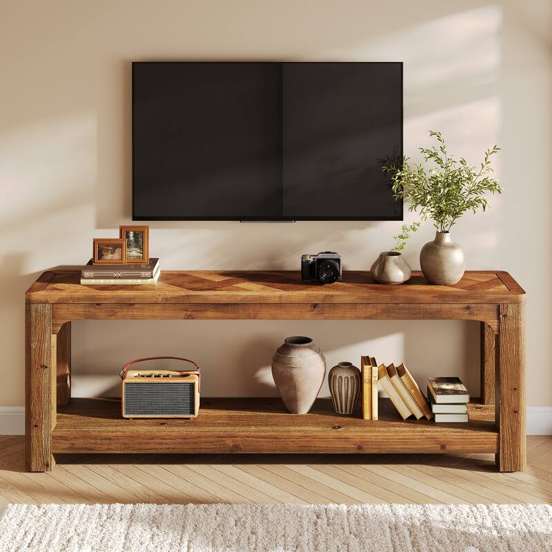Solid Wood 63" TV Stands, Low Media Console Entertainment Center