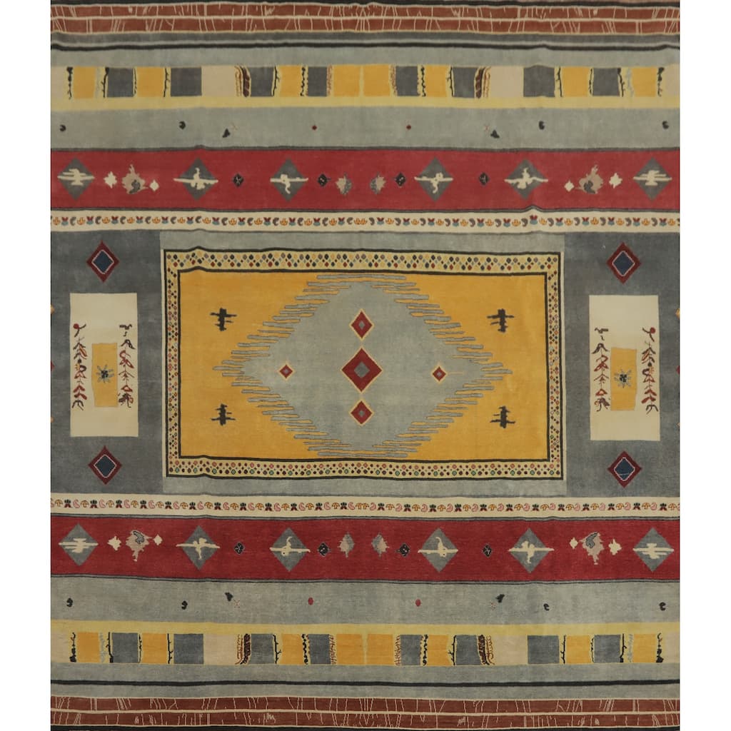 Square Wool Gabbeh Vegetable Dye Large Rug Handmade Wool Carpet - 12' 4'' X 12' 3''