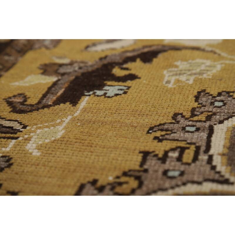 Gold Vegetable Dye Mashad Antique Persian Rug Handmade Wool Carpet - 5'3" x 8'3"