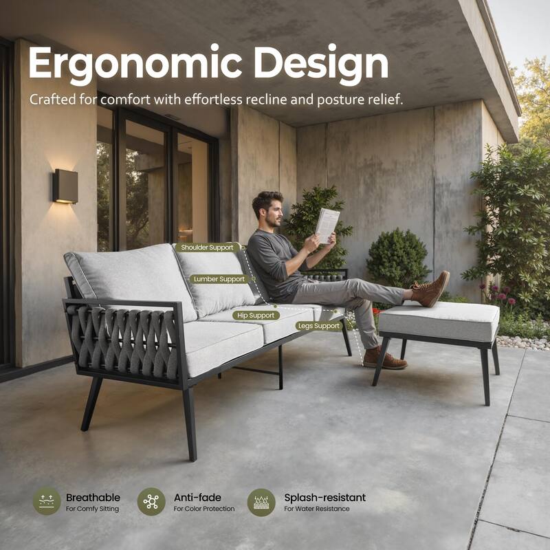 HOOOWOOO 6-piece Outdoor Patio Furniture Conversation Set with Swivel Chair