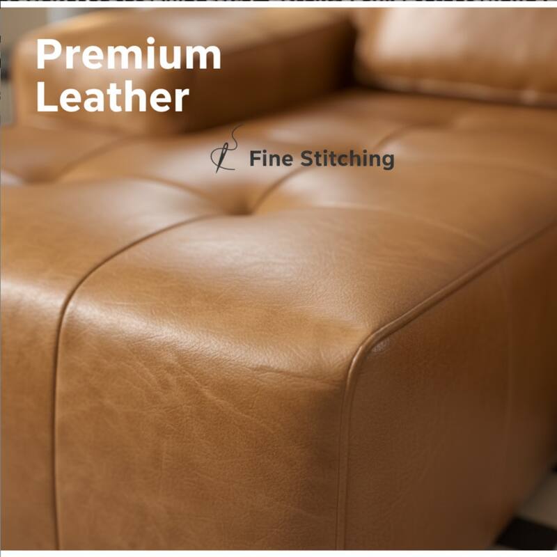 114.17" L-Shaped Faux Leather Sectional Sofa, No Assembly Required