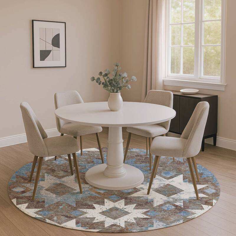 Premium Washable Super Soft Global Imprints Mayfield Rug - Brown - 8' x 8'