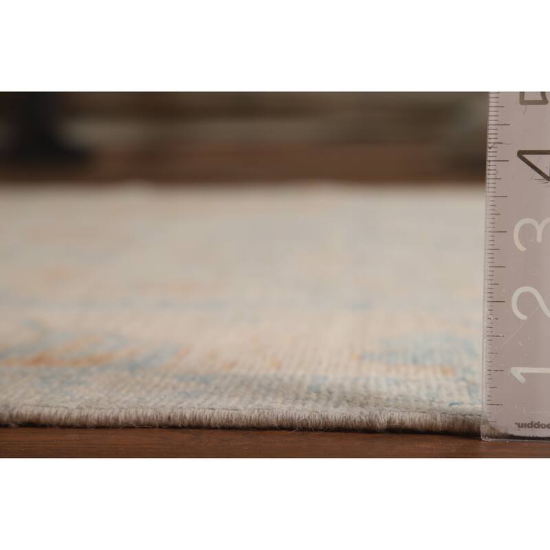 Hand Knotted Oriental 100% Wool Carpet Transitional All-Over Greys & Charcoal Oushak Area Rug - 9' 0'' X 6' 2''
