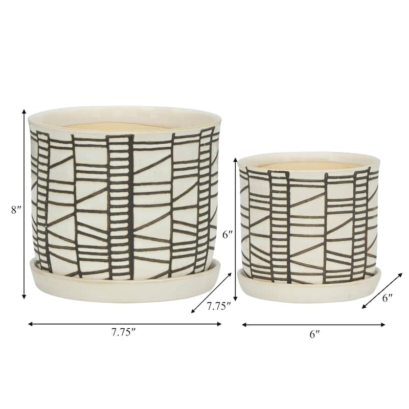 Sagebrook Home Modern Indoor or Outdoor Ceramic Planter Set of 2