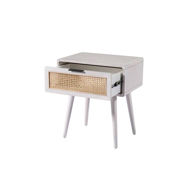 Cambria Wood and Cane End Table