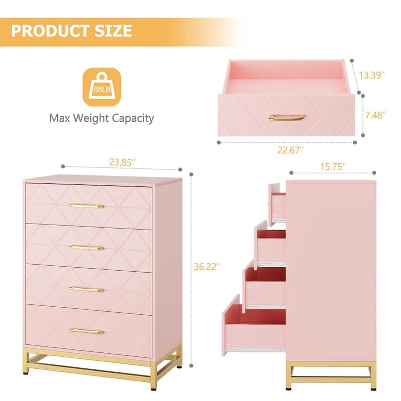 Chest of 4 Drawers Dresser with Metal Handle