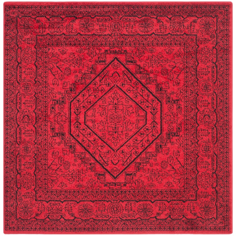 SAFAVIEH Adirondack Sian Rustic Oriental Medallion Rug - 4' Square - Red/Black